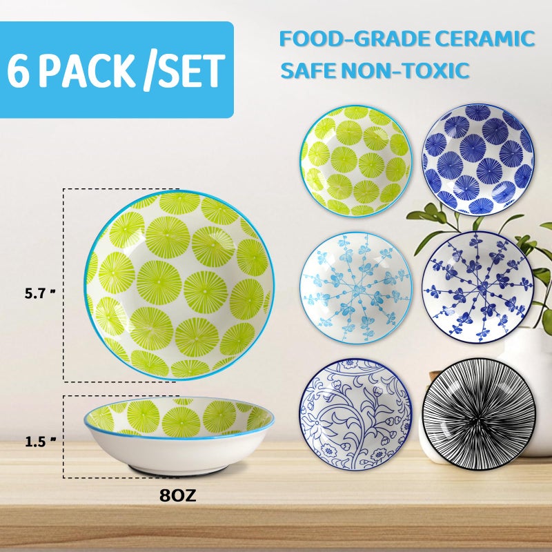 HAPPY KIT Ceramic Cat Food Bowls,6 Pack Colorful Cat Bowls Set with Metal Storage Stand,Anti-Slip Cats Dishes,Stackable Design,Kitten Plates for Wet and Dry Food Water (6bowls with Metal Holder) - Image 2