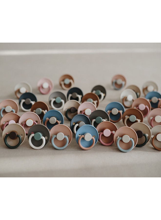 FRIGG - Classic Colour Block Latex Baby Pacifier 6-18 Months Pack of 1, Size 2 - Peony - Image 1