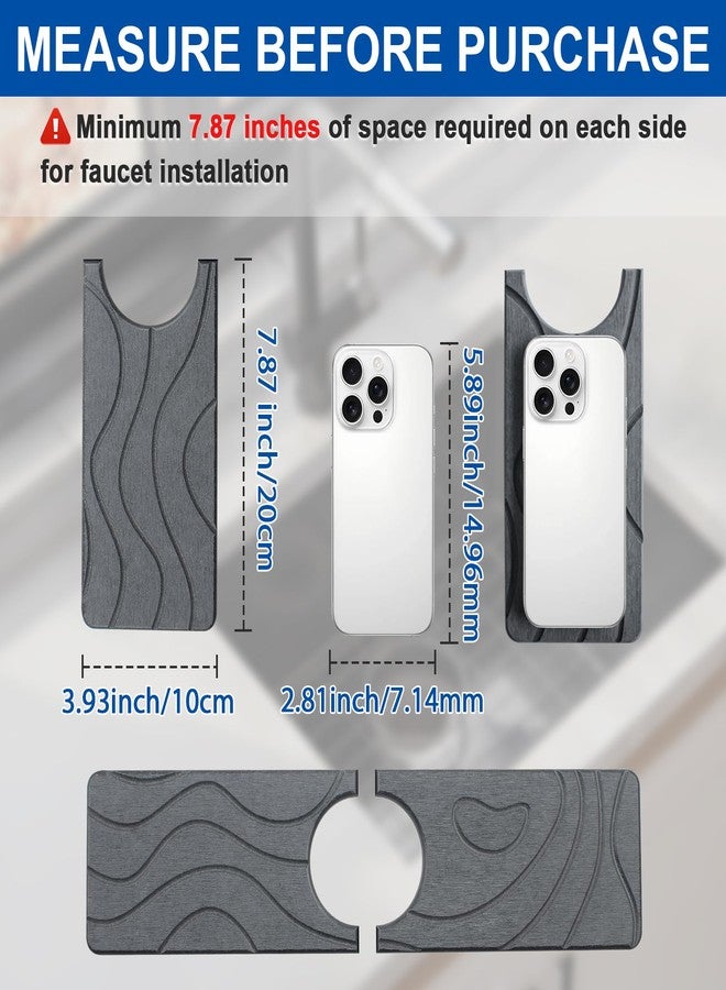 FUYAHA Faucet Mat for Kitchen Sink - Diatomite Quick Dry Sink Splash Guard, Super Absorbent, Kitchen Stone Sink Tray, Faucet Splash Guard for Bathroom Counter (15.74 * 3.93 in) - Image 2