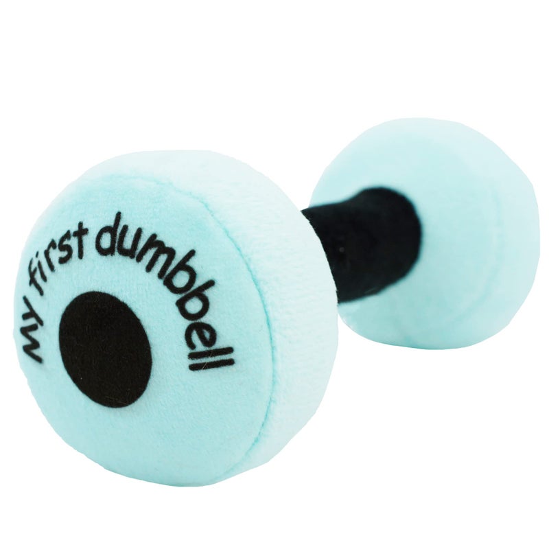 June Garden 6 My First Dumbbell Plush Baby Rattle Toy Safe Soft Barbell Workout Toy for Infants Boys and Girls Blue - Image 2