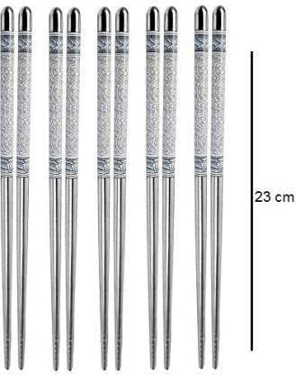 SHOPOWARE 5 Pairs Reusable Metal Stainless Steel Chopsticks Dishwasher Safe Lightweight Easy to Use Metal Chop Stick Utensils - Image 3