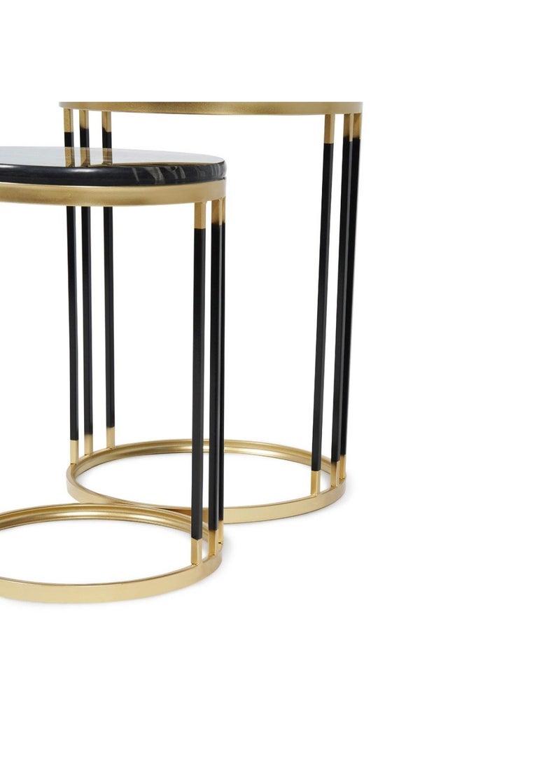 Pan Home Kindle Accent Table Set Of 2 Marble - Black & Gold - Image 4