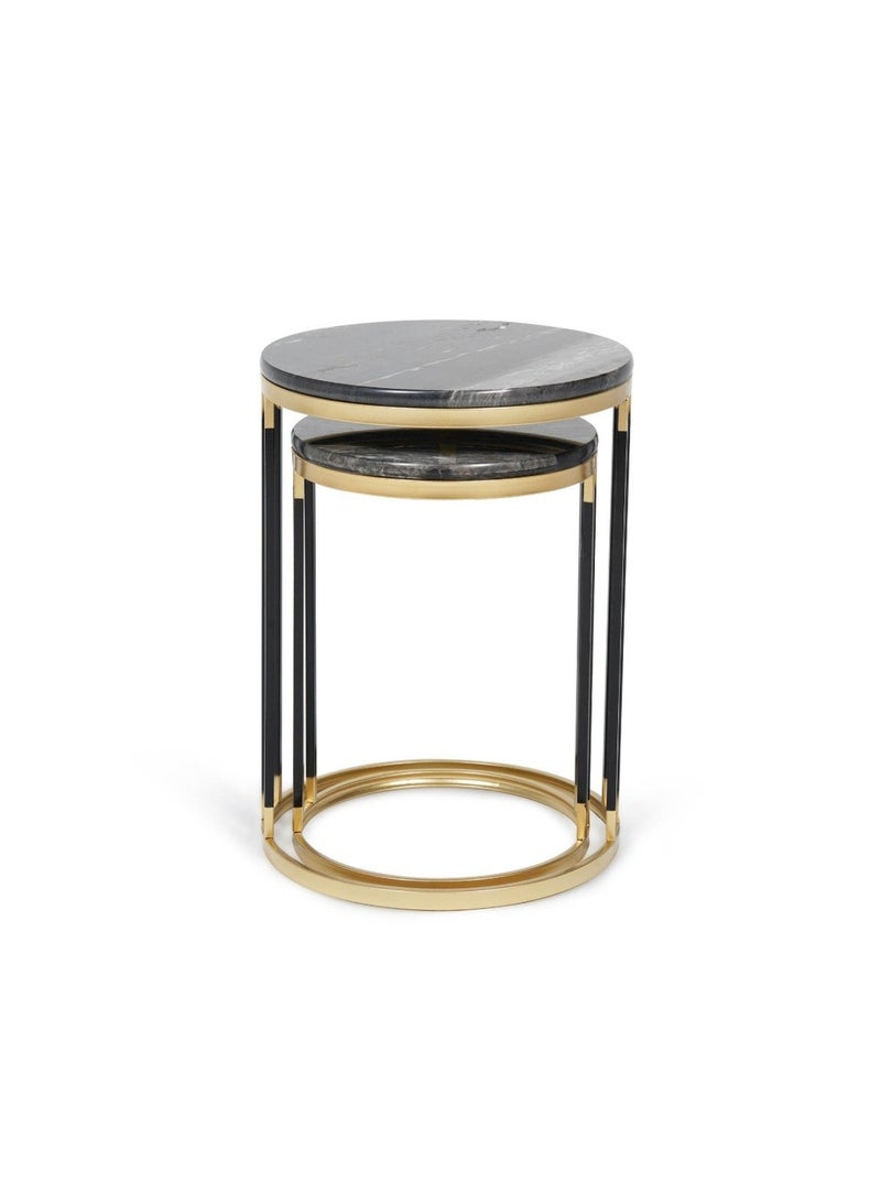 Pan Home Kindle Accent Table Set Of 2 Marble - Black & Gold - Image 5