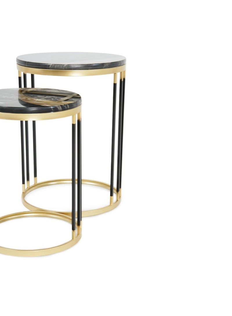Pan Home Kindle Accent Table Set Of 2 Marble - Black & Gold - Image 3