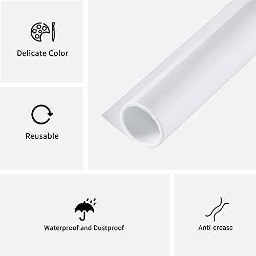 Meking White PVC Backdrop, 23.6"x51" Photography Backdrop Matte & Reflective PVC Background Dual Side Vinyl Backdrop for Product Video Photography Studio (60x130cm) - Image 3