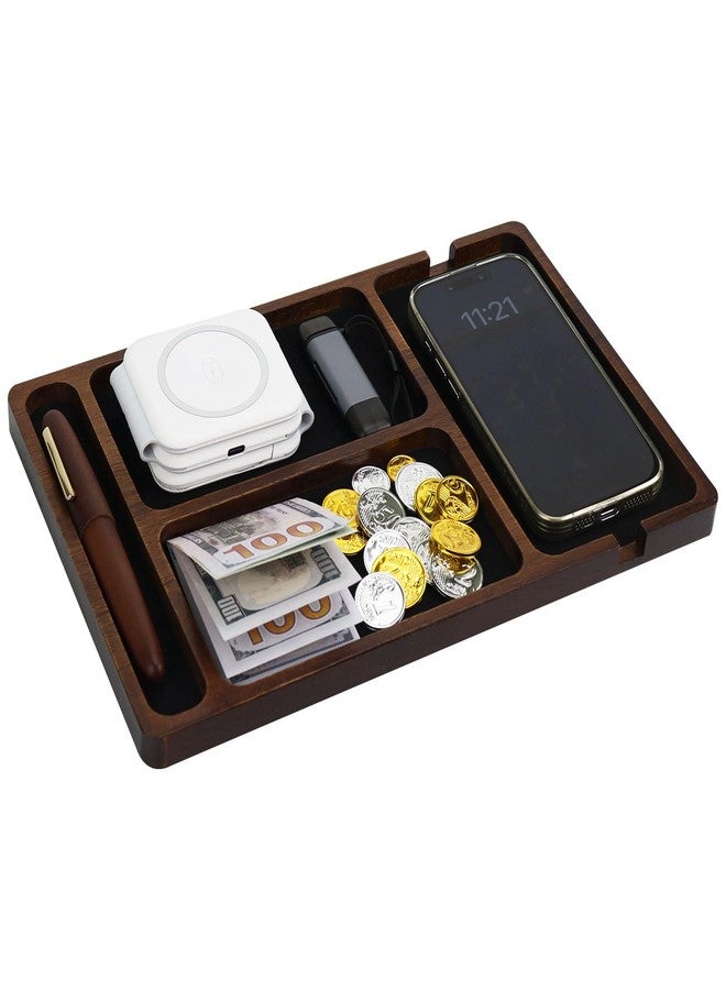 MultiBey Acacia Wood Valet Tray Nightstand Organizer, Wooden Valet Trays for Men Women, Wood Desk Organizer Drawer, EDC Essentials Catchall Tray for Phones, Watch, Pens, Keys - Image 1
