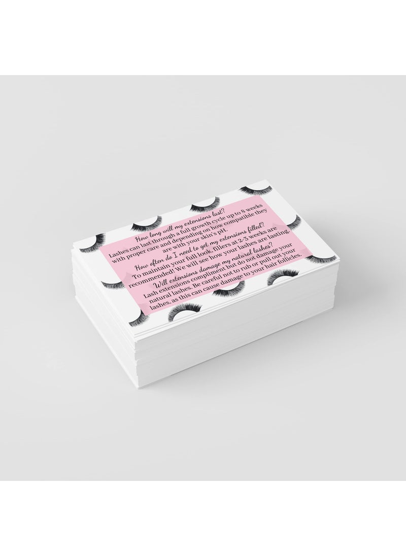 Cosmetology Supply Lash Extension Aftercare Cards | 50 Pack | Eyelash Extension Supplies | Lash Print & Pink Design | Size 3.5 x 2" inches | After Care (2-3 Week Fillers)  - Image 2