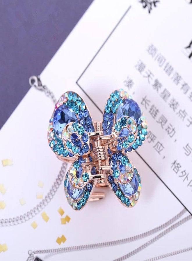 Ruihfas 4Pcs Elegant Women's Crystal Rhinestone Hair Claws Cute Butterfly Flying Hair Jaw Clips Accessories 0.98" × 0.91" - Image 3