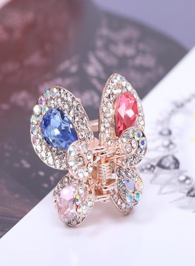 Ruihfas 4Pcs Elegant Women's Crystal Rhinestone Hair Claws Cute Butterfly Flying Hair Jaw Clips Accessories 0.98" × 0.91" - Image 2