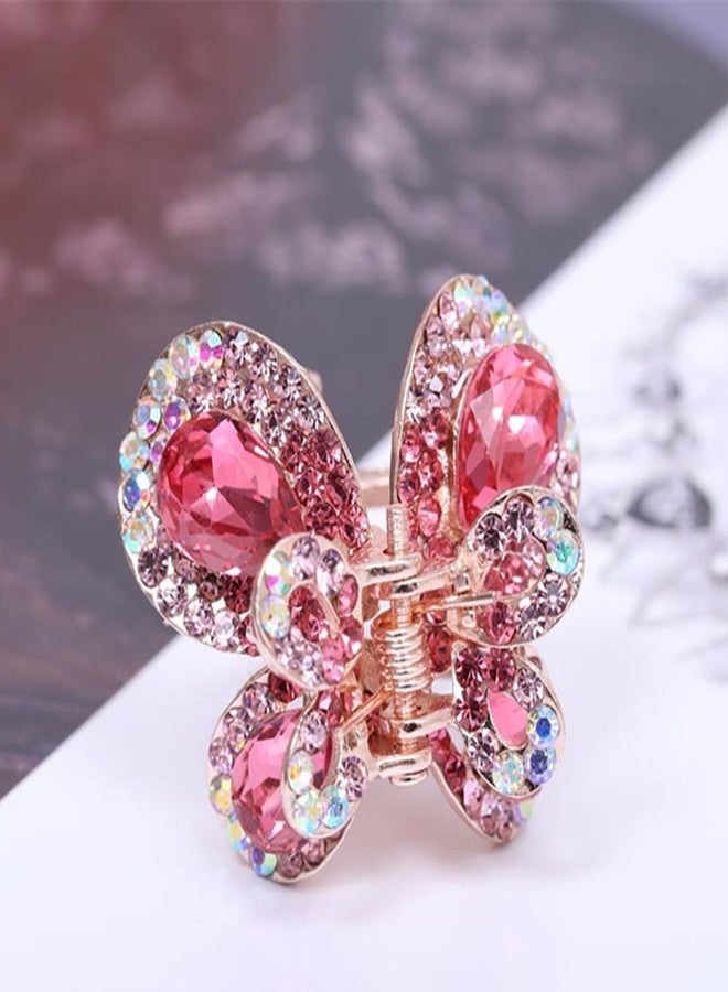 Ruihfas 4Pcs Elegant Women's Crystal Rhinestone Hair Claws Cute Butterfly Flying Hair Jaw Clips Accessories 0.98" × 0.91" - Image 4