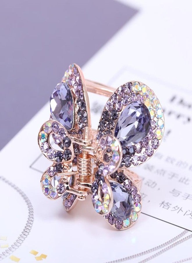 Ruihfas 4Pcs Elegant Women's Crystal Rhinestone Hair Claws Cute Butterfly Flying Hair Jaw Clips Accessories 0.98" × 0.91" - Image 5