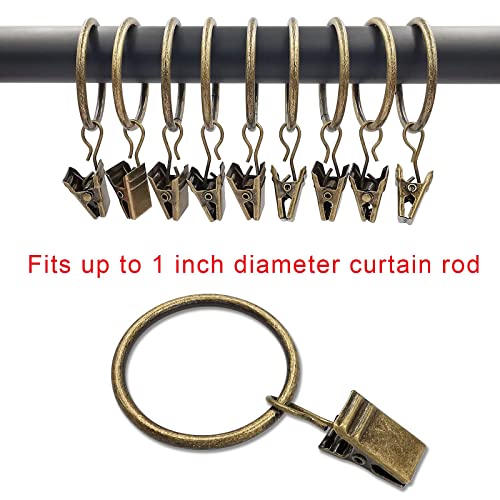 LLPJS 40 Pack Curtain Rings with Clips, Curtain Clip Rings Hooks, Bow Hanger Clips for Hanging Drapery Drapes Bows, Ring 1.26 inch Interior Diameter, Fits up to 1" Rod, Bronze - Image 4