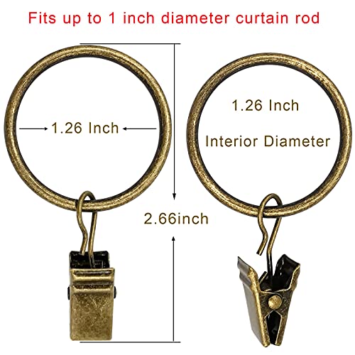 LLPJS 40 Pack Curtain Rings with Clips, Curtain Clip Rings Hooks, Bow Hanger Clips for Hanging Drapery Drapes Bows, Ring 1.26 inch Interior Diameter, Fits up to 1" Rod, Bronze - Image 2