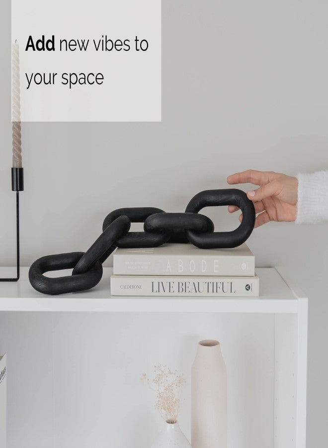 PEAKOLY Wood Chain Link Decor - Modern Coffee Table Decor Items, Black Chain Decor for Coffee Table, Wooden Decorative Chain, Bookshelf Decor, Shelf Decor Accents, Table Decorations for Living Room - Image 3