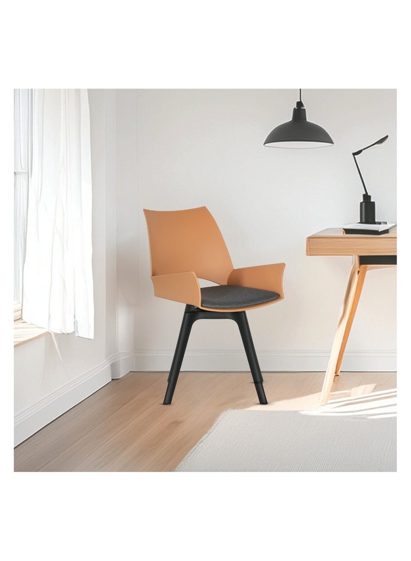 ROYALOAK Royaloak Zyra Fibre Cafe Chair with Revolving Mechanism in Yellow | Moulded Upholstery with Cushioned Seat & Tilt-Back Design |Revolving Chair with Anti-Skid Legs for Homes, Cafés, Patios or Balconies - Image 1