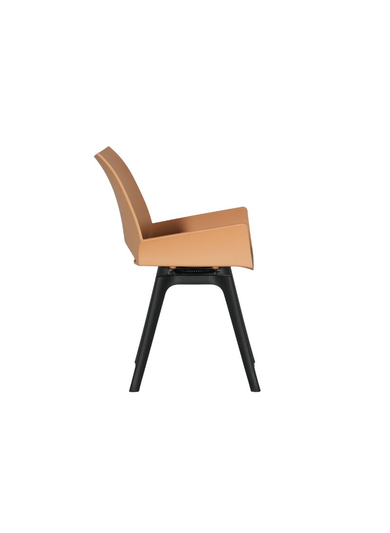 ROYALOAK Royaloak Zyra Fibre Cafe Chair with Revolving Mechanism in Yellow | Moulded Upholstery with Cushioned Seat & Tilt-Back Design |Revolving Chair with Anti-Skid Legs for Homes, Cafés, Patios or Balconies - Image 4