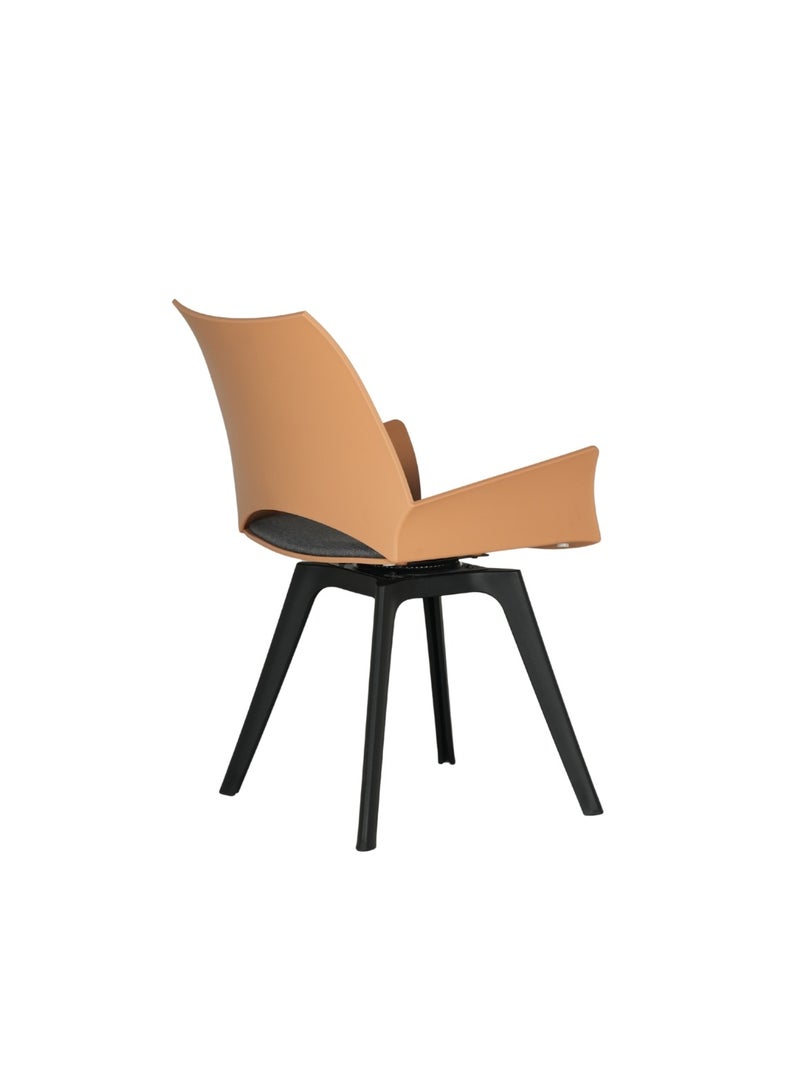 ROYALOAK Royaloak Zyra Fibre Cafe Chair with Revolving Mechanism in Yellow | Moulded Upholstery with Cushioned Seat & Tilt-Back Design |Revolving Chair with Anti-Skid Legs for Homes, Cafés, Patios or Balconies - Image 5
