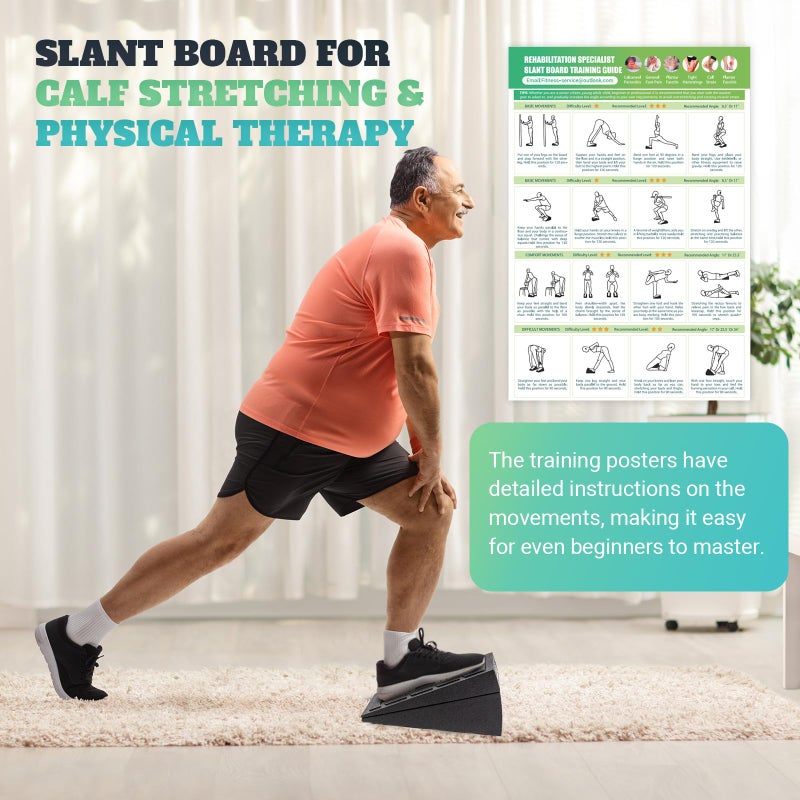 nooncrazy Slant Board for Calf Stretching, 5 Adjustable Angles Incline Board for Squat Wedge, 480 lbs Weight Capacity Calf Stretch Yoga Foam Wedge for Exercise, Squat, Ankle Mobility & Physical Therapy - Image 3