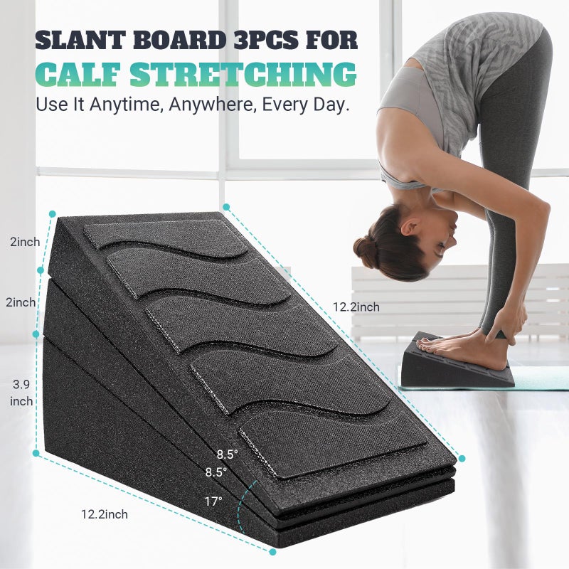 nooncrazy Slant Board for Calf Stretching, 5 Adjustable Angles Incline Board for Squat Wedge, 480 lbs Weight Capacity Calf Stretch Yoga Foam Wedge for Exercise, Squat, Ankle Mobility & Physical Therapy - Image 5