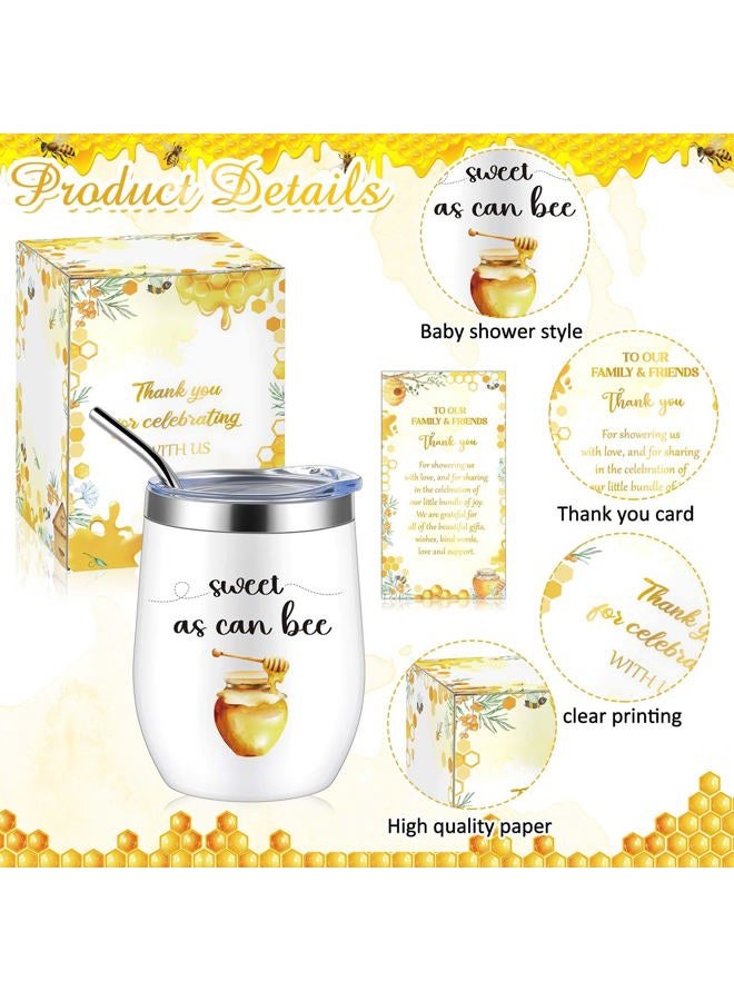 Hoolerry 6 Set Baby Shower Game Prizes for Guests Winners 12 oz Insulated Stainless Steel Tumbler Cup with Lids, Straws, Cleaning Brush, Cards & Boxes Return Gifts(Yellow,Bee Honey) - Image 3