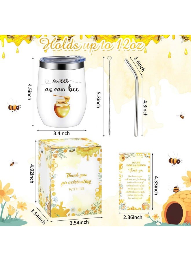 Hoolerry 6 Set Baby Shower Game Prizes for Guests Winners 12 oz Insulated Stainless Steel Tumbler Cup with Lids, Straws, Cleaning Brush, Cards & Boxes Return Gifts(Yellow,Bee Honey) - Image 2