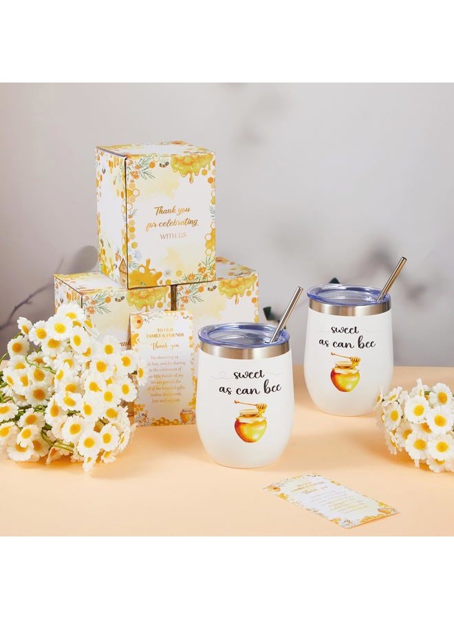 Hoolerry 6 Set Baby Shower Game Prizes for Guests Winners 12 oz Insulated Stainless Steel Tumbler Cup with Lids, Straws, Cleaning Brush, Cards & Boxes Return Gifts(Yellow,Bee Honey) - Image 5