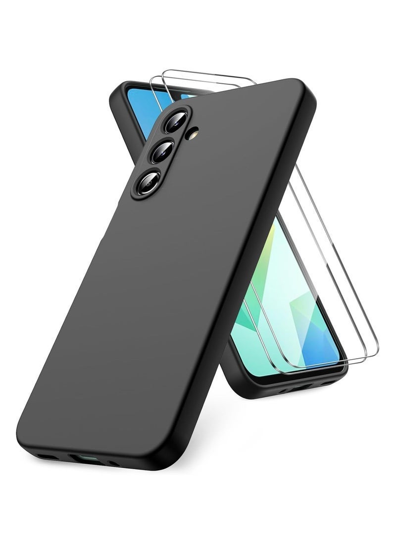 ELTRAZONE Case for Samsung Galaxy A16 4G/5G Case, 2 Pack Tempered Glass Screen Protector, Soft TPU Liquid Silicone Case, Shockproof Rubber Silicone Gel Case-Black - Image 1