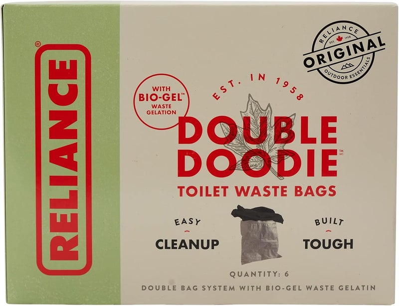 Reliance Double Doodie Toilet Waste Bags with Bio-Gel - 6-Pack, Black - Image 2