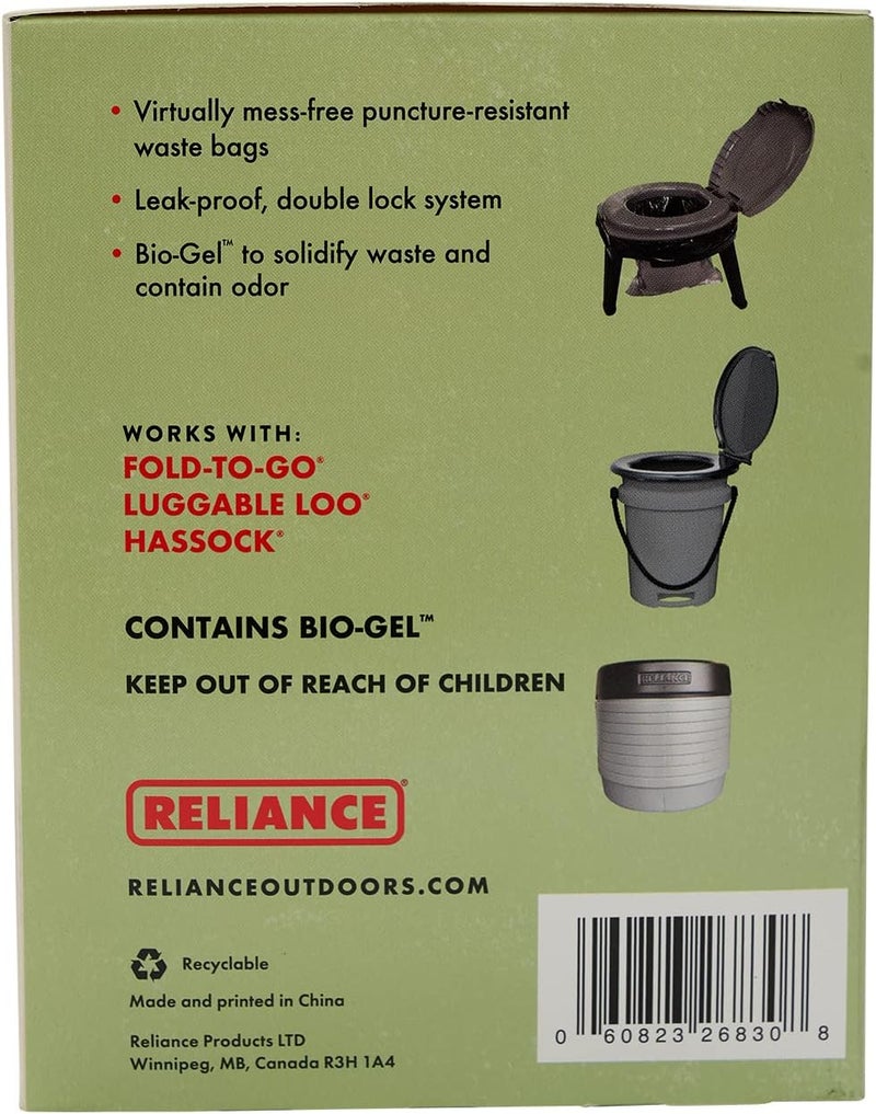 Reliance Double Doodie Toilet Waste Bags with Bio-Gel - 6-Pack, Black - Image 3