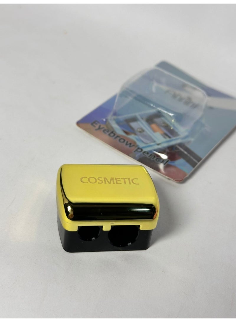 Make Up Sharpener - 2 Holes Dual Make up Pencil Sharpener, with mettalic cover 1PC may vary color - Image 3