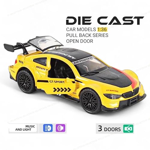 SHAKTISM Diecast GT Car Model, 1:36 Scale, Front & Rear Opening Doors, Detailed Interior, Collectible Toy 1Pc Yellow - Image 4