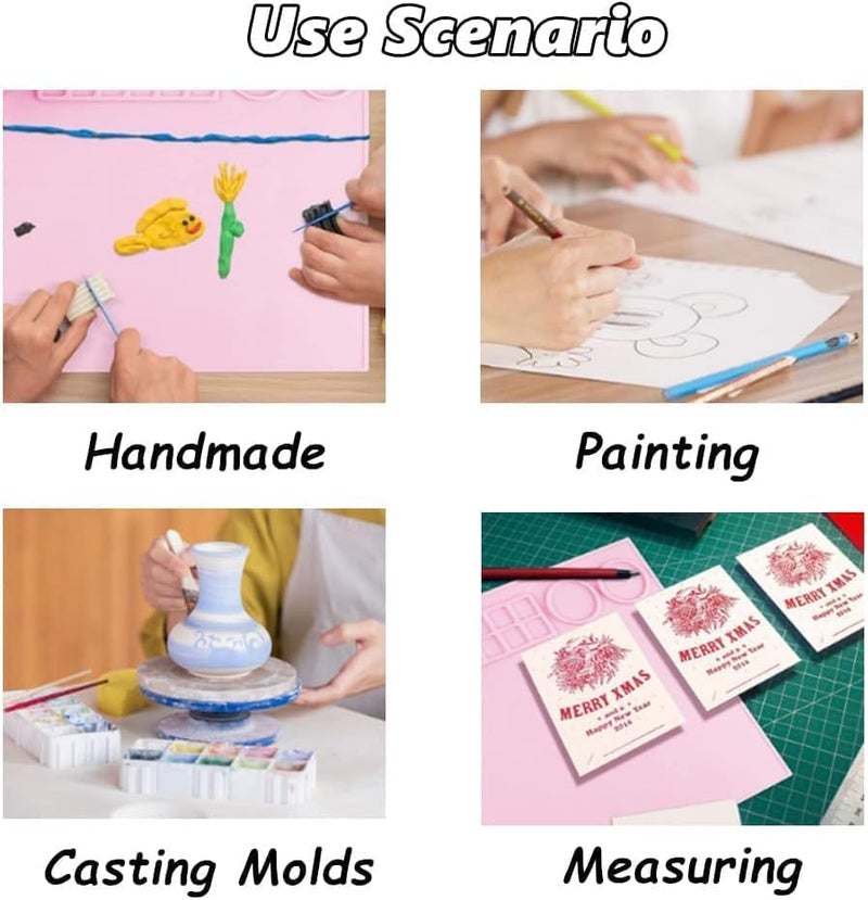 Fayby Silicone Painting Mat with Water Cup Clay Mat with 14 Paint Dividers Silicone Craft Mat for Art Painting Play and DIY Creations for Kids Adults 43 x 38 cm - Image 5