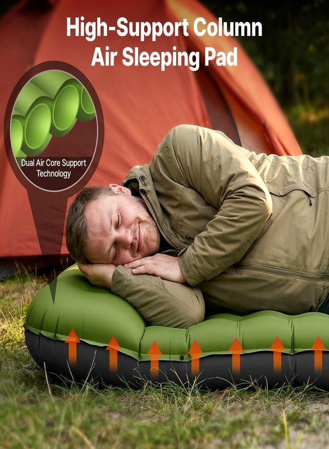 OGERY Sleeping Pad, Ultralight Inflating Sleeping Pad for Camping with Pillow Built-in Foot Pump, 6" Extra-Thick Reinforced Camping Pad for Hiking, Backpacking, Tent, Single,Green - Image 3