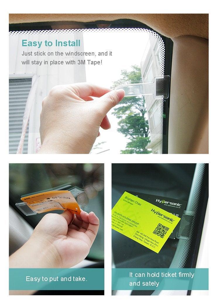 Hypersonic Car Windshield Parking Tickets Holder Transparent Auto Accessories Clip 2PCS - Image 4