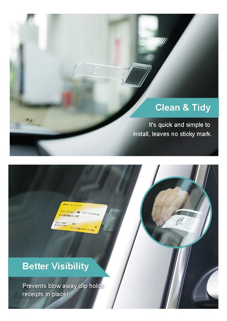 Hypersonic Car Windshield Parking Tickets Holder Transparent Auto Accessories Clip 2PCS - Image 3