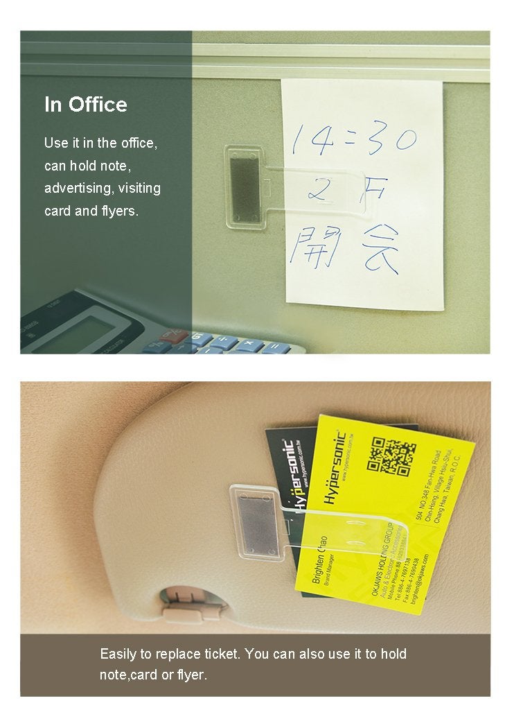 Hypersonic Car Windshield Parking Tickets Holder Transparent Auto Accessories Clip 2PCS - Image 5