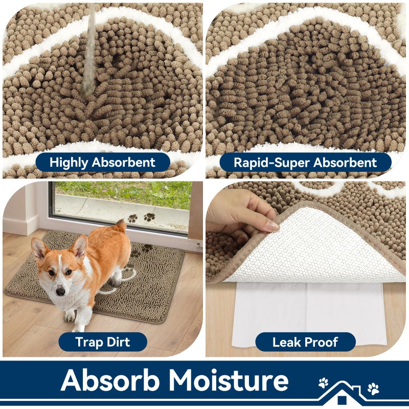 Bcoimo Super Absorbent Dog Door Mat, 30"*20" Anti Slip Mat for Muddy Paws, Pet Rugs for Dirty Paws Washable That Absorbs Moisture and Dirt, for Dog Cage and Pet Resting Carpet - Image 4