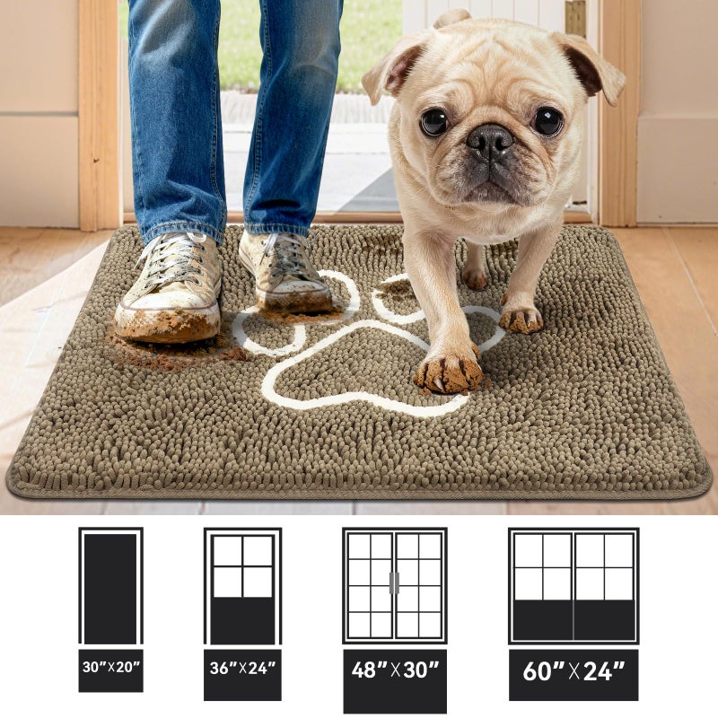 Bcoimo Super Absorbent Dog Door Mat, 30"*20" Anti Slip Mat for Muddy Paws, Pet Rugs for Dirty Paws Washable That Absorbs Moisture and Dirt, for Dog Cage and Pet Resting Carpet - Image 2
