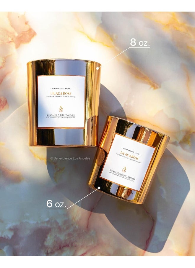 Benevolence LA - Benevolence LA Premium Lilac & Rose Scented Candles, Highly Scented Lilac & Rose Candle, All Natural Soy Candles Scented, 8 oz | 45 Hour Long Lasting Soy Candle, Relaxing Aromatherapy Candles - Image 1