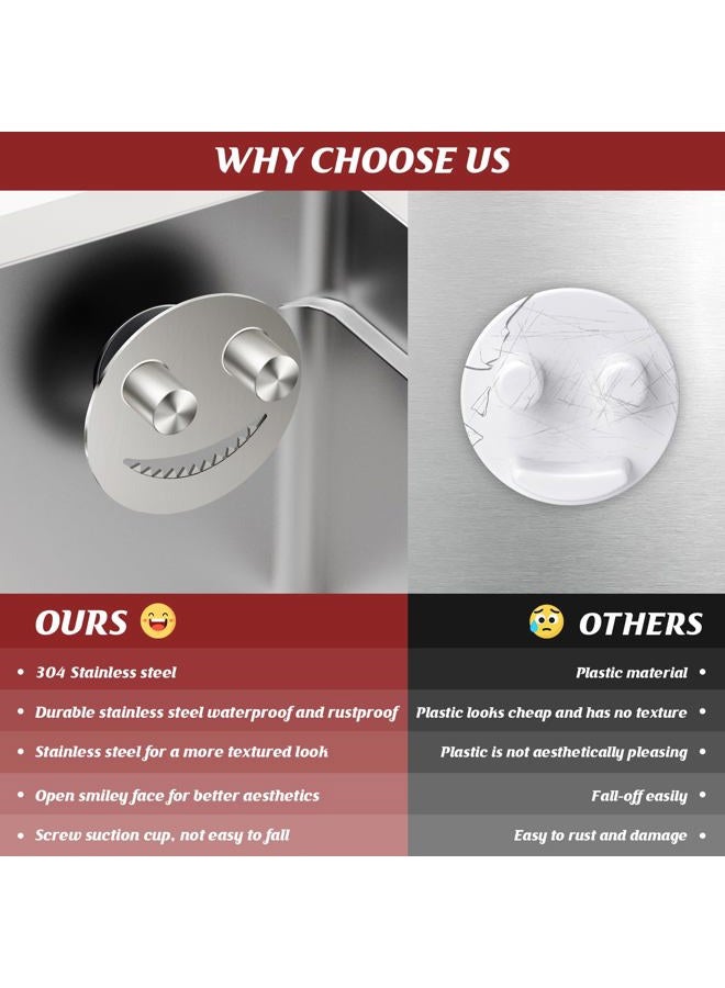 Kontoyo Sponge Holder for Kitchen Sink,Sink Caddy Organizer with Suction Cup Installation for Kitchen/Bathroom, Self Draining,Sponge Caddy for Holding Smiley Sponges-Silver - Image 5