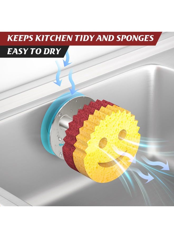 Kontoyo Sponge Holder for Kitchen Sink,Sink Caddy Organizer with Suction Cup Installation for Kitchen/Bathroom, Self Draining,Sponge Caddy for Holding Smiley Sponges-Silver - Image 4