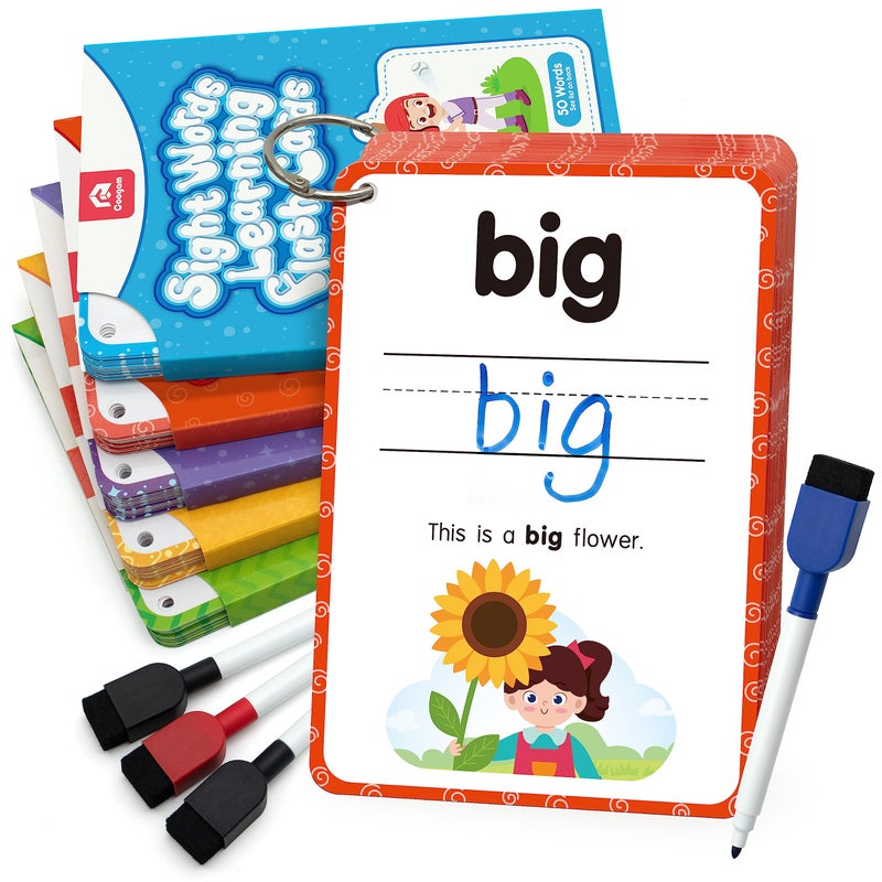 Coogam Sight Words Kids Learning Flash Cards, 250 Dolch Word Game Reading Vocabulary Card Montessori Toy for Kindergarten Preschool 3 4 5 Years Old Toddlers - Image 1