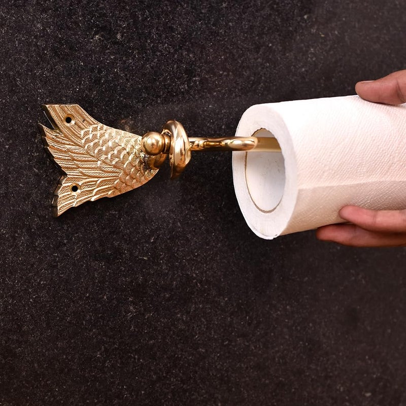 Indian-Shelf IndianShelf Swan Brass Toilet Paper Holder Gold Toilet Paper Holders Vintage Kitchen Paper Holder Bathroom Tissue Roll Holder Mounted Toilet Paper Holder Antique Bathroom Accessories  - Image 1