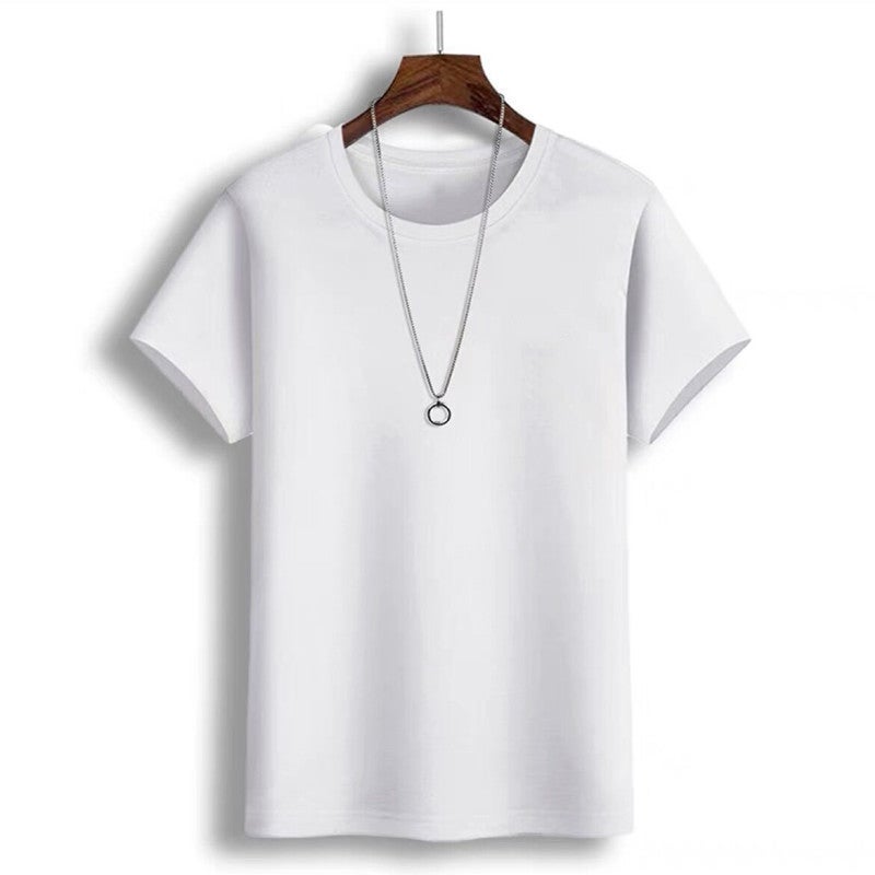 Summer New Mens Short-sleeved T-shirt Thin Loose Trendy Brand All-match Breathable Casual T-shirt Boys Half-sleeved Top Pure white short sleeve (ordinary version