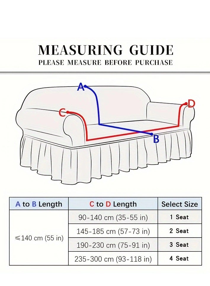 عربست غطاء كنب ثلاث مقاعد كنب بنمط أوراق الشجر مرن للغاية ومقاوم للماء والتجاعيد شامل غطاء كنبة مع تنورة غطاء كنبة جاكار مرن رائع ومرن باللون بيج فاتح 190-230 سم - Image 2
