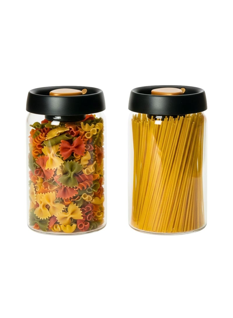 1Chase Vacuum Sealed Borosilicate Glass Jars – 1200ML Airtight Food Storage Containers for Coffee, Tea, Nuts, Grains & Snacks (Set of 2) - Image 1