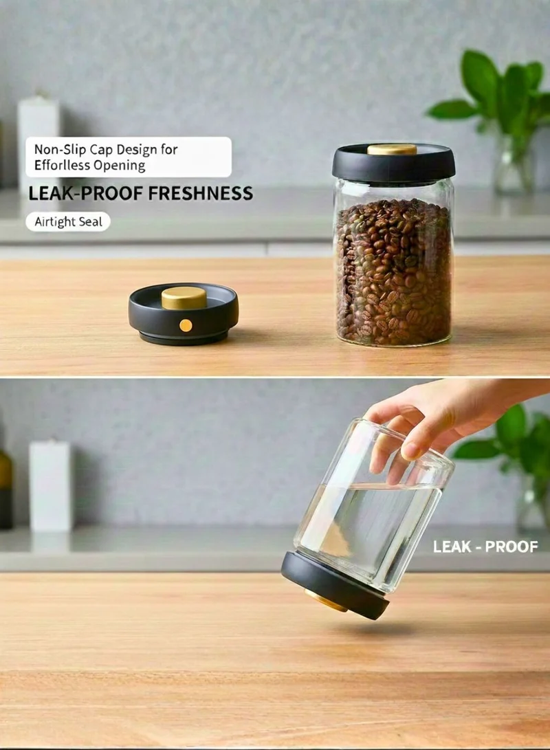 1Chase 1200 Vacuum Sealed Borosilicate Glass Jars – 1200ML Airtight Food Storage Containers for Coffee, Tea, Nuts, Grains & Snacks (Set of 2)  | Best Price UAE