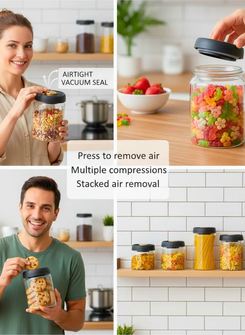 1Chase 1200 Vacuum Sealed Borosilicate Glass Jars – 1200ML Airtight Food Storage Containers for Coffee, Tea, Nuts, Grains & Snacks (Set of 2)  | Best Price UAE