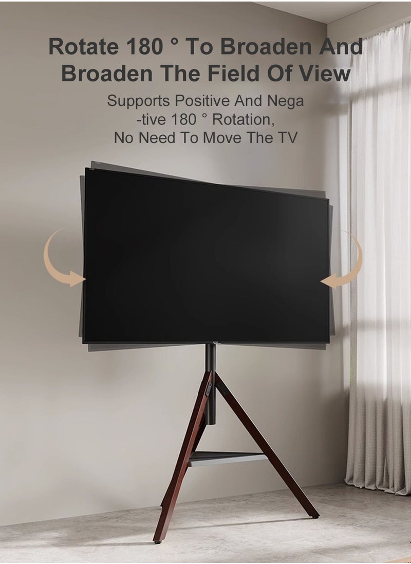 FlashHawk - Height Adjustable Floor TV Stand with Tripod Base and Storage Trays for 32-75 inch Screens, 180°Swivel Portable TV Mount for Bedroom, Living Room, Studio - Image 1