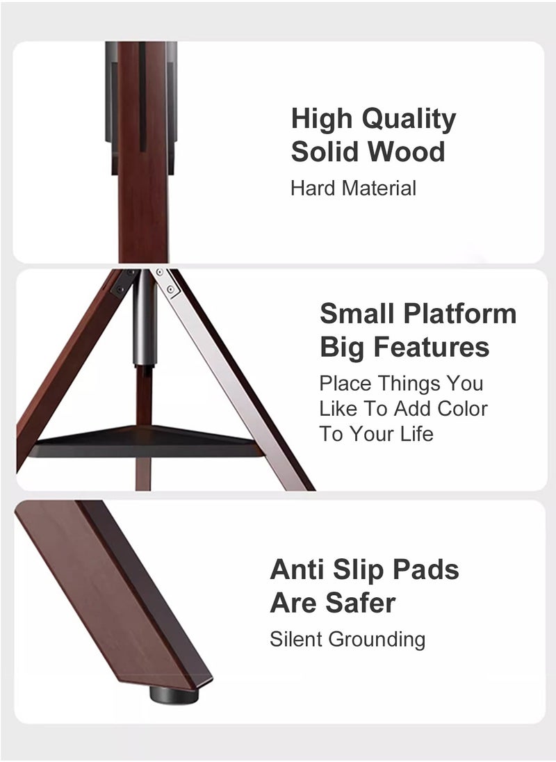 FlashHawk - Height Adjustable Floor TV Stand with Tripod Base and Storage Trays for 32-75 inch Screens, 180°Swivel Portable TV Mount for Bedroom, Living Room, Studio - Image 1